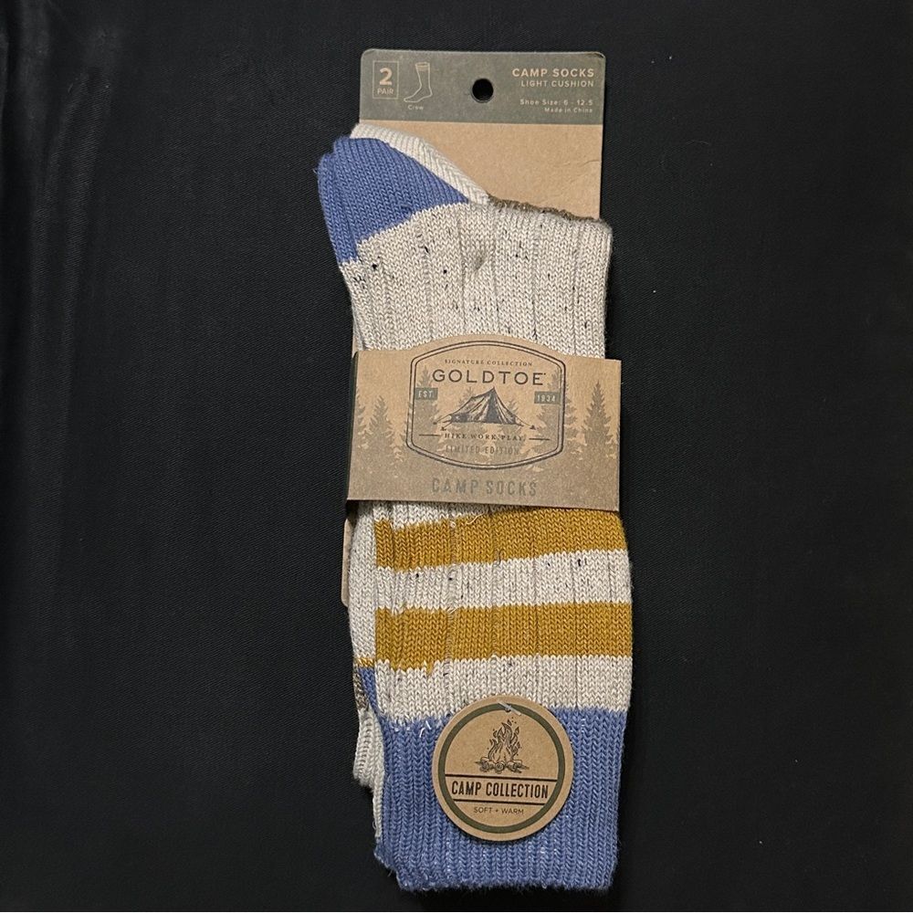 Goldtoe TWO PACK  light cushion camp socks -crew length LIMITED RELEASE